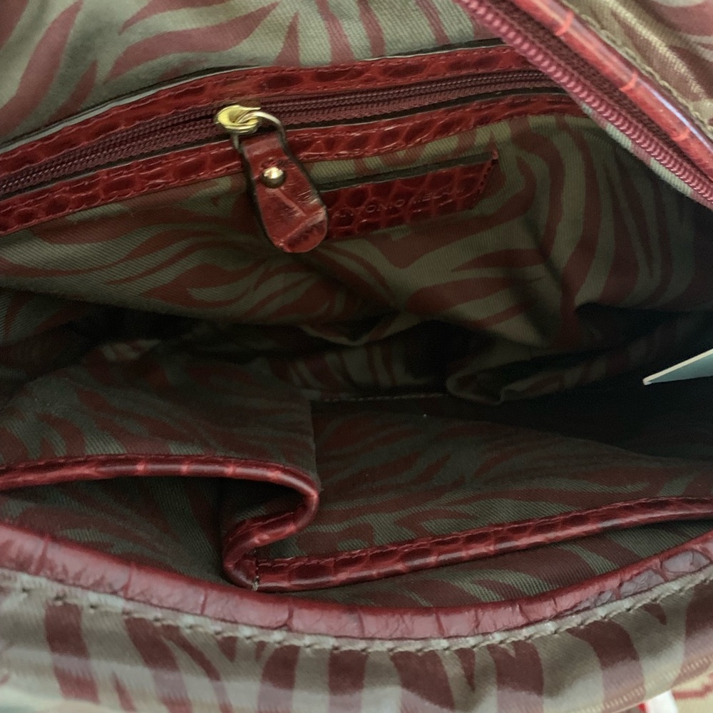 Antonio Melani Wine Red Zebra Print Handbag NWT - Picture 5 of 9